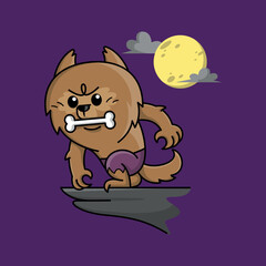 WEREWOLF IS STANDING UNDER A FULL MOON