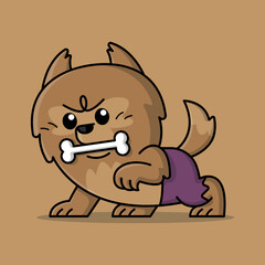 WEREWOLF IS BITING A BONE CARTOON ILLUSTRATION