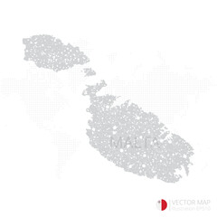 Malta grey map isolated on white background with abstract mesh line and point scales. Vector illustration eps 10	