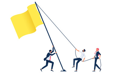 Business people illustration of teamwork stand up flag, Cooperation and Business teamwork vector concept