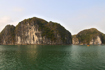 Obraz premium One day tour with traditional Vietnam boat in Cat Ba island. Cat Ba is one of popular tourist attraction beside Ha Long Bay in Vietnam.