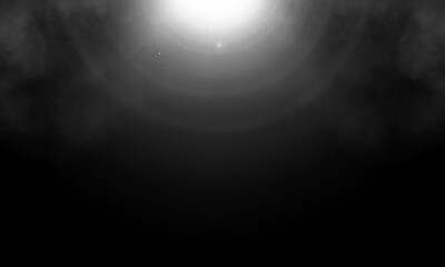 Show spotlights with glow effect on dark background.