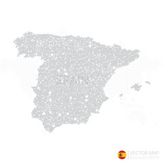 Spain grey map isolated on white background with abstract mesh line and point scales. Vector illustration eps 10	