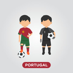 Vector Design illustration of collection of football player with children illustration (goal keeper and player).