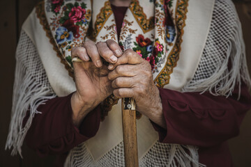 Close up on Senior Woman Hands in Poland - obrazy, fototapety, plakaty