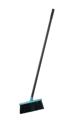 Cleaning brush with a long handle isolated on a white background.