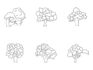 Tree line art set illustration sketch