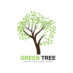 Obraz premium Tree Logo, Green Trees And Wood Design, Forest Illustration, Trees Kids Games