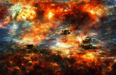 Obraz na płótnie Canvas Percussive Concussive War Explosions