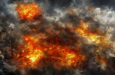 Obraz na płótnie Canvas Percussive Concussive War Explosions