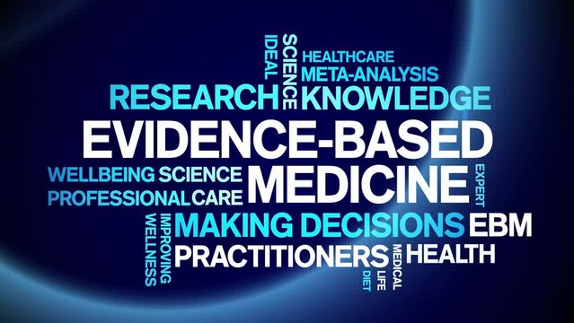 Evidence-Based Medicine animated tag word cloud;text design animation kinetic typography seamless loop.