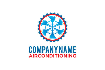 Air conditioning Cooling and heating logo design blower fan icon symbol cog gear industry symbol