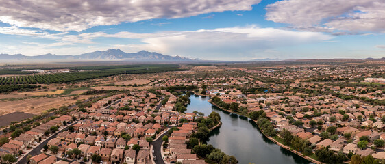 Sahuarita Lake and new home development in Arizona near Tucson 