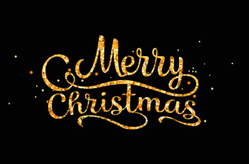 merry christmas hand lettering inscription to winter holiday design