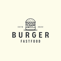 vector of burger or hamburger line art logo icon template illustration design