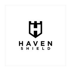 Obraz premium Heraldic Letter H monogram. Elegant minimal logo design. Letter H, Crown, Shield.