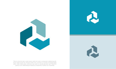 Abstract artificial intelligence logo. Innovative high tech logo template. Smart computer. machine learning. Cognitive logo. Technology Logo.