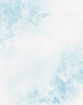 Abstract Blue sky watercolor painting splash on paper background for design