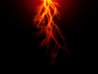 Obraz na płótnie Canvas Massive lightning bolt with branches isolated on black background. Branched lightning bolt. Electric bolt.