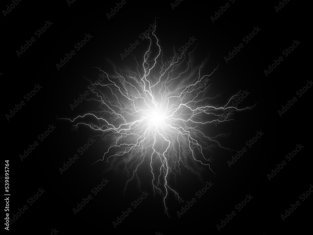 Wall mural spherical thunder and lightning effect.