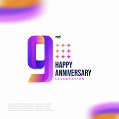 9 Year Anniversary Icon Vector Template Design Illustration