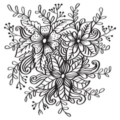 Doodle art flowers zentangle floral illustration