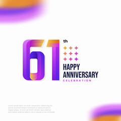 Number 61 logo icon design, 61 birthday logo number, anniversary 61