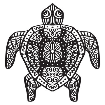 Turtle doodle zentangle hand drawing illustration.