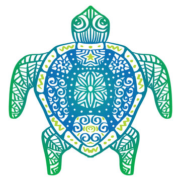 Turtle doodle zentangle hand drawing illustration.