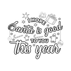 Merry Christmas Coloring page. Christmas line art coloring page design for kids.