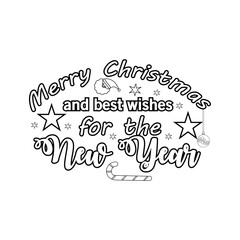 Merry Christmas Coloring page. Christmas line art coloring page design for kids.