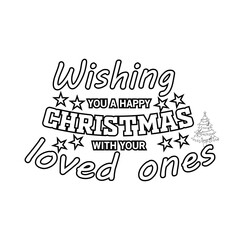 Merry Christmas Coloring page. Christmas line art coloring page design for kids.