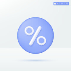 Percent icon symbol. promotion, sales, promotion price marketing, discount concept. 3D vector isolated illustration design. Cartoon pastel Minimal style. You can used for mobile app, ux, ui, print ad.