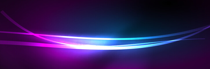 Neon glowing fluid wave lines, magic energy space light concept, abstract background wallpaper design