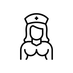 Black line icon for nurse