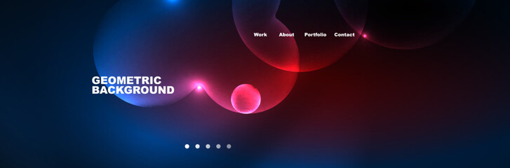 Neon glowing bubbles, circles magic energy space light concept, abstract background wallpaper design