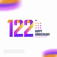 Number 122 logo icon design, 122 birthday logo number, anniversary 122