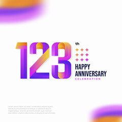 Number 123 logo icon design, 123 birthday logo number, anniversary 123 - obrazy, fototapety, plakaty
