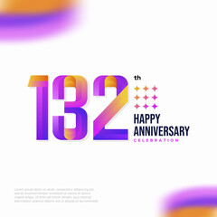 Number 132 logo icon design, 132 birthday logo number, anniversary 132