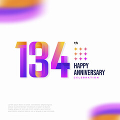 Number 134 logo icon design, 134 birthday logo number, anniversary 134