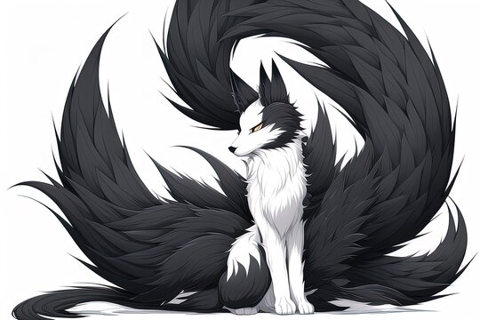 nine-tailed kitsune fox anime. Generative AI