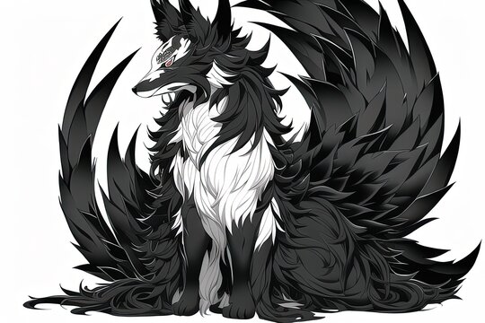 nine-tailed kitsune fox anime, Generative AI