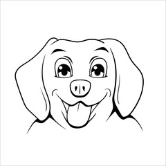 Smiling happy dog cartoon vector line art