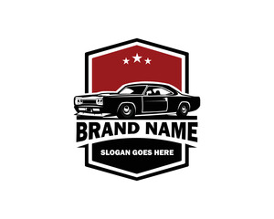 muscle car logo isolated black vector emblem design