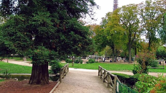 A walk in a beautiful green park at the beginning of autumn