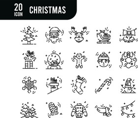 Christmas elements -lineal color web icon set. Linear Color collection. Simple vector illustration.