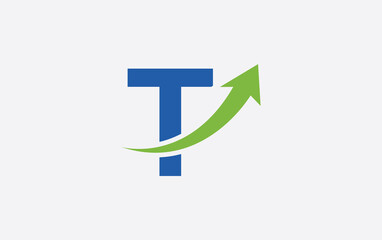 Growth arrow icon and financial circle logo design with the letters and alphabets