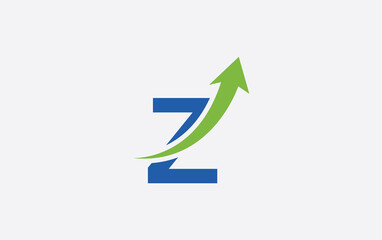 Growth arrow icon and financial circle logo design with the letters and alphabets