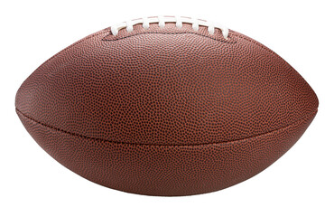Leather American football ball isolated on white background, American football ball sports equipment on white PNG File.