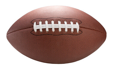 Leather American football ball isolated on white background, American football ball sports...